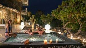 Friends Hot Tub Night Finch Bay Spa Galapagos Islands Ecuador